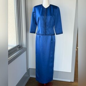 Zola Evening Sophisticated Royal Blue 3/4 Sleeve Two Piece Long Dress